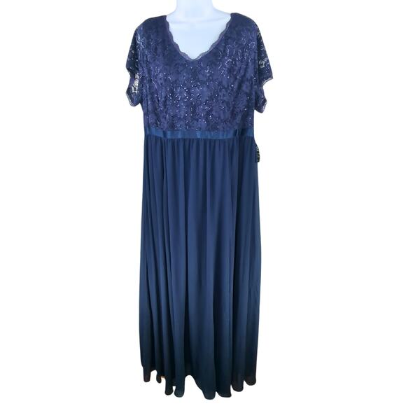 Torrid Plus Size 24 Sequin Lace Maxi Dress Navy Evening Gown NWT - Picture 1 of 12